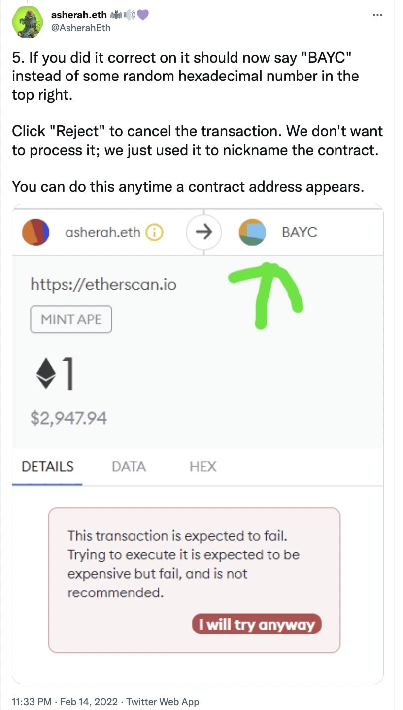 Tweet from asherah.eth on safeguarding metamask