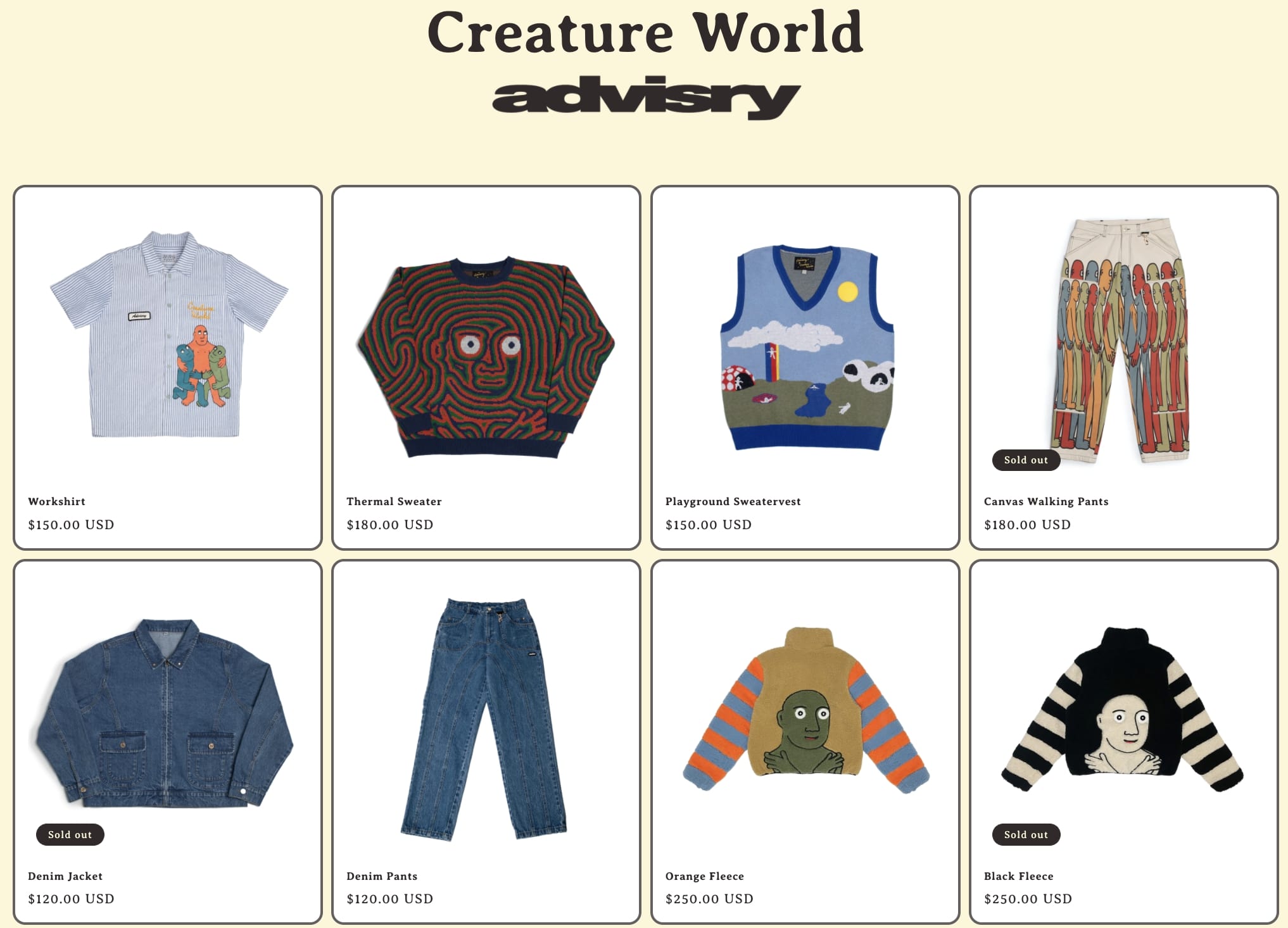 Different NFT merch from creature world