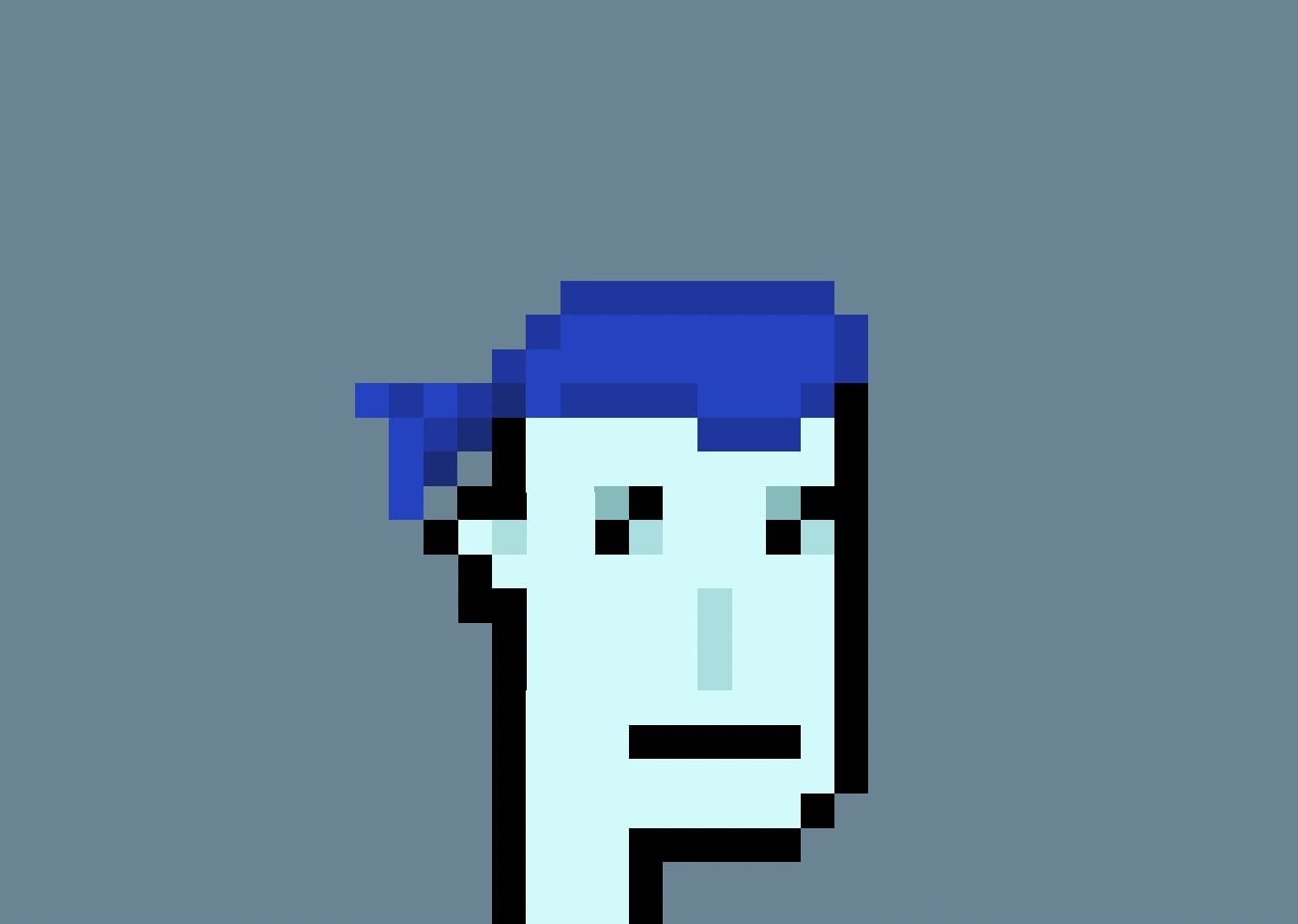 CryptoPunk #5822 in blue skin and blue bandana