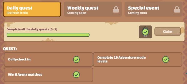 Daily Quests SLP Rewards