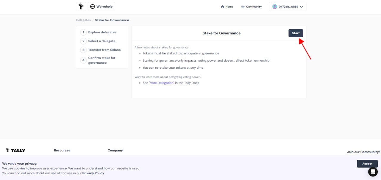 Step 5: Stake Wormhole token ($W) to earn Monad Airdrop