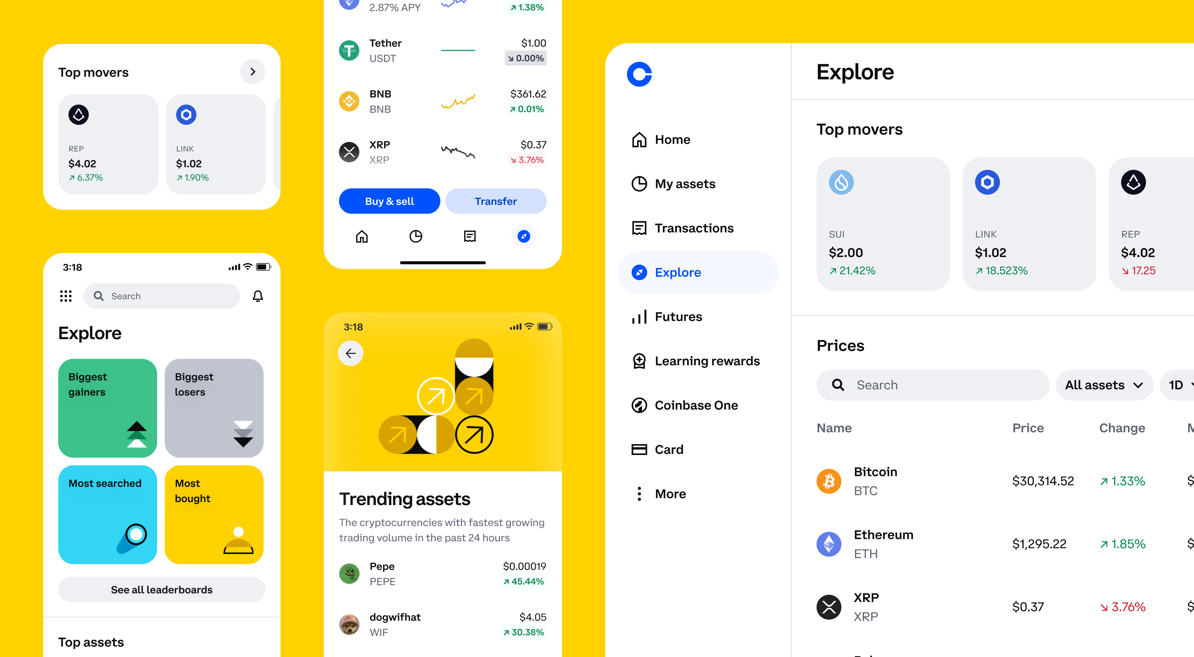 Coinbase simple interface