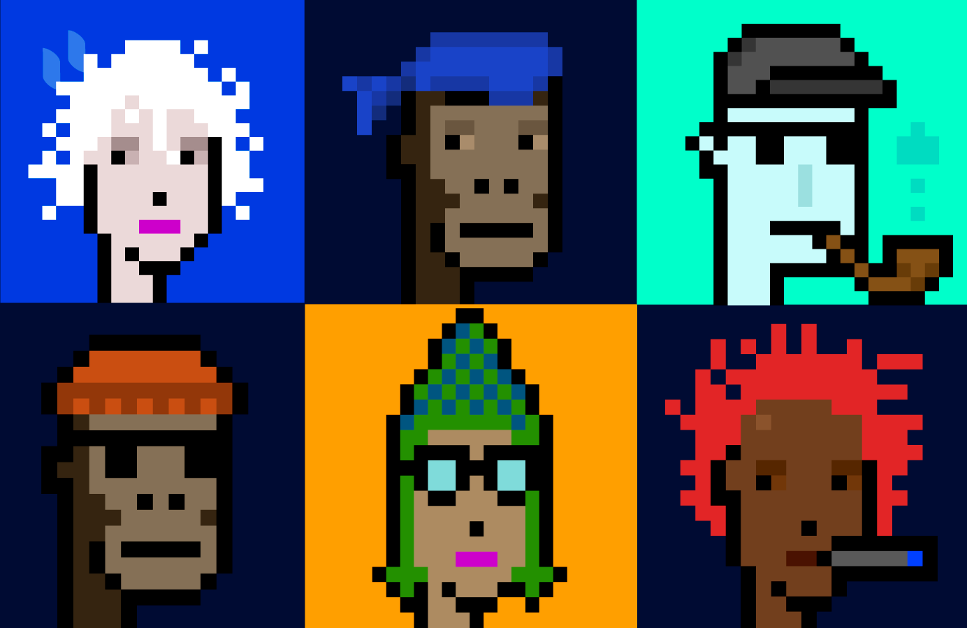 digital collage of CryptoPunks collectibles