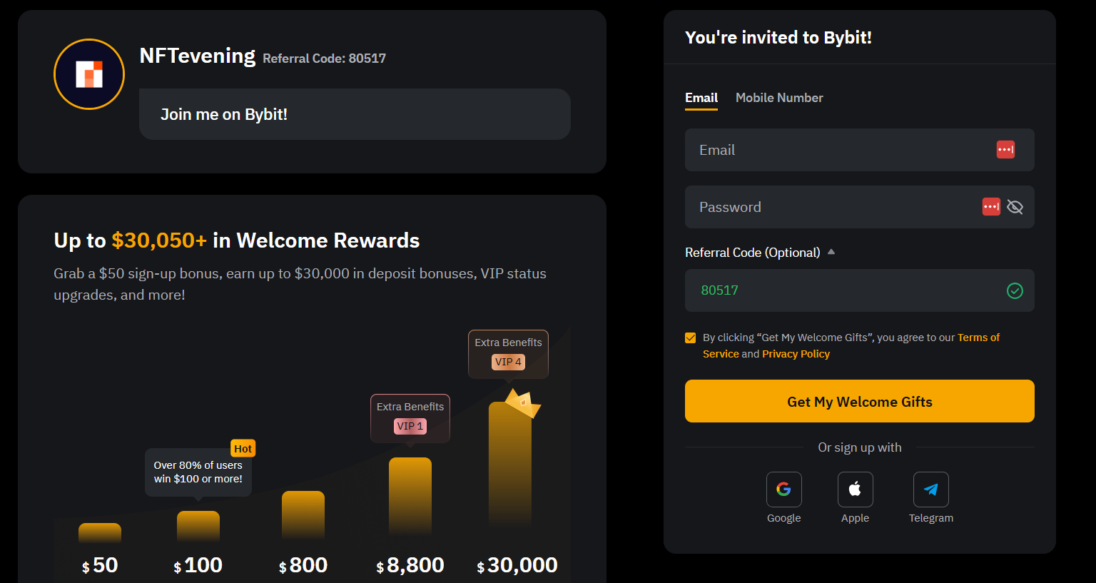 How to put referral code in Bybit