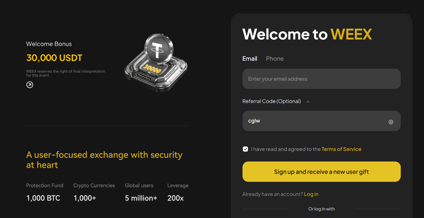 Sign up with WEEX exchange referral code