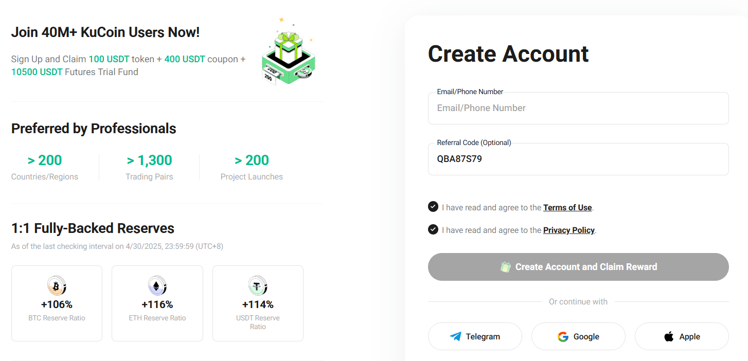 Sign Up with Kucoin Referral Code