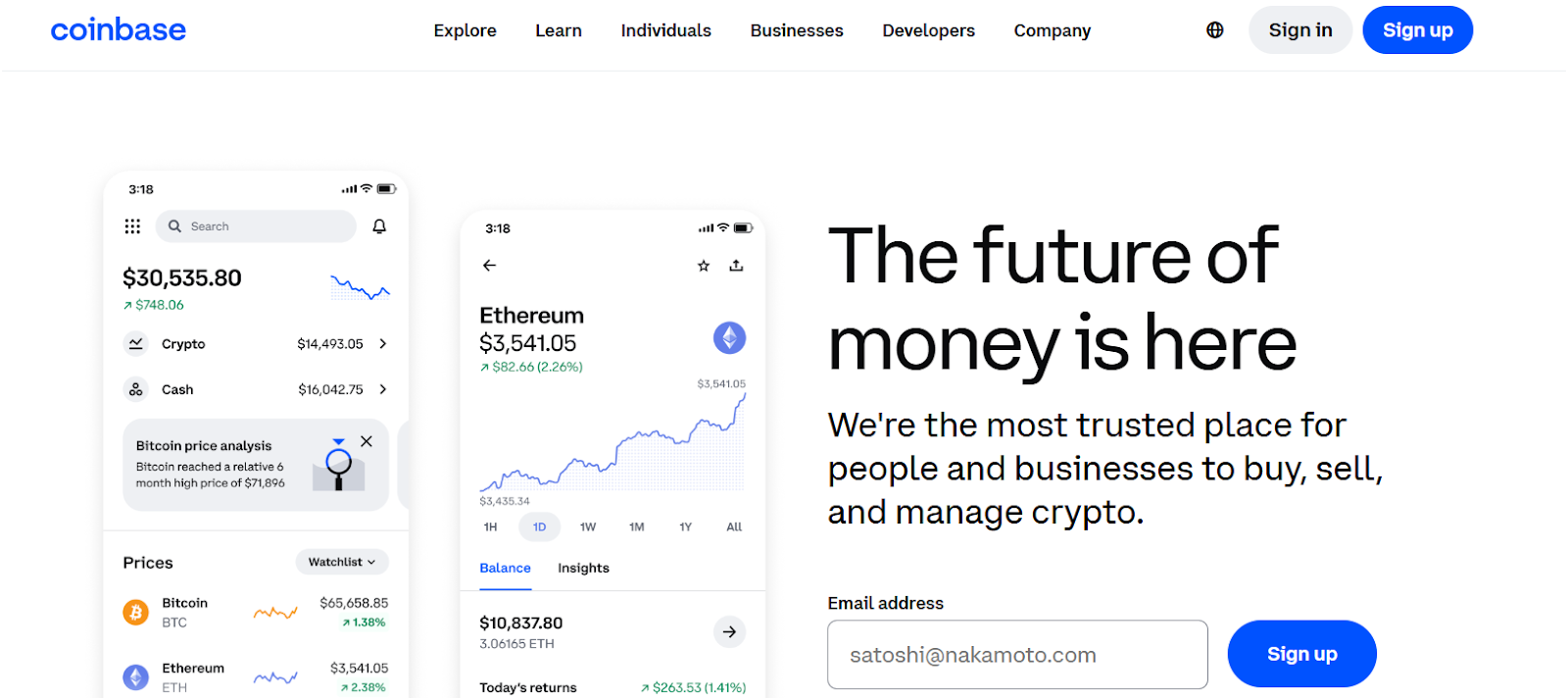 Coinbase homepage