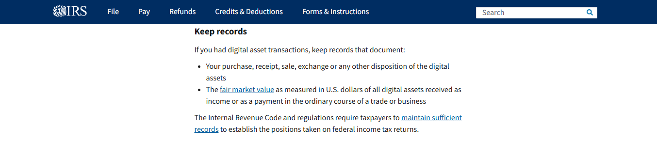 Cryptocurrency Tax Records