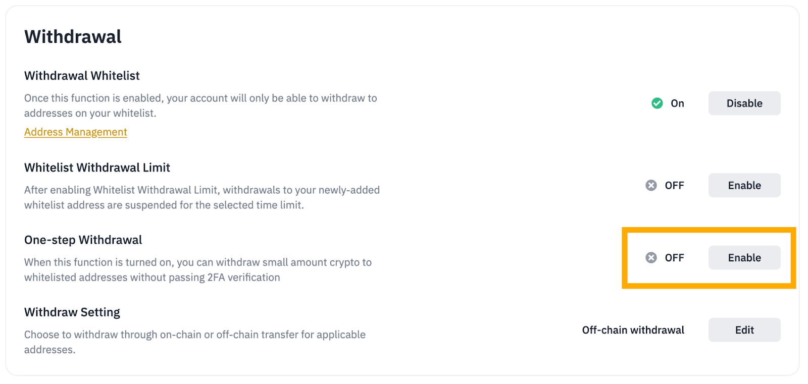 Binance Wallet Address Whitelisting