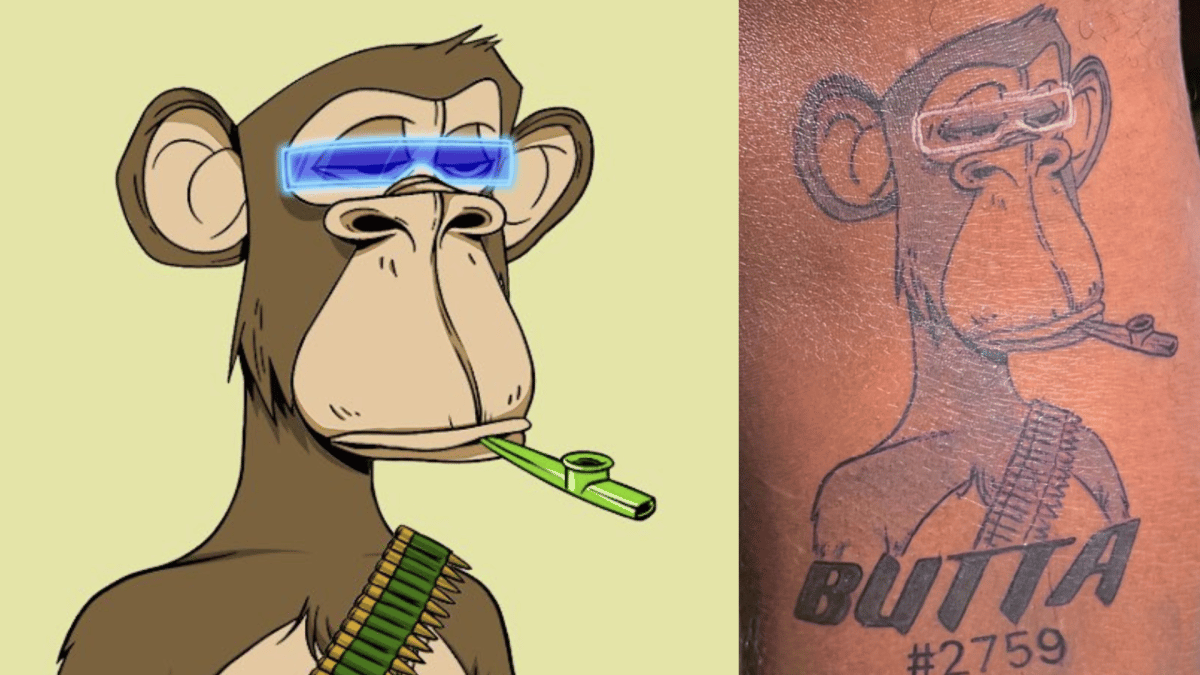 picture of Rapper Gunnas BAYC Tattoo BUTTA